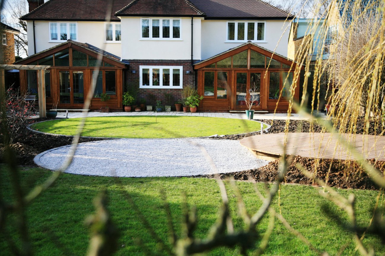 Bespoke garden with raised beds and seating